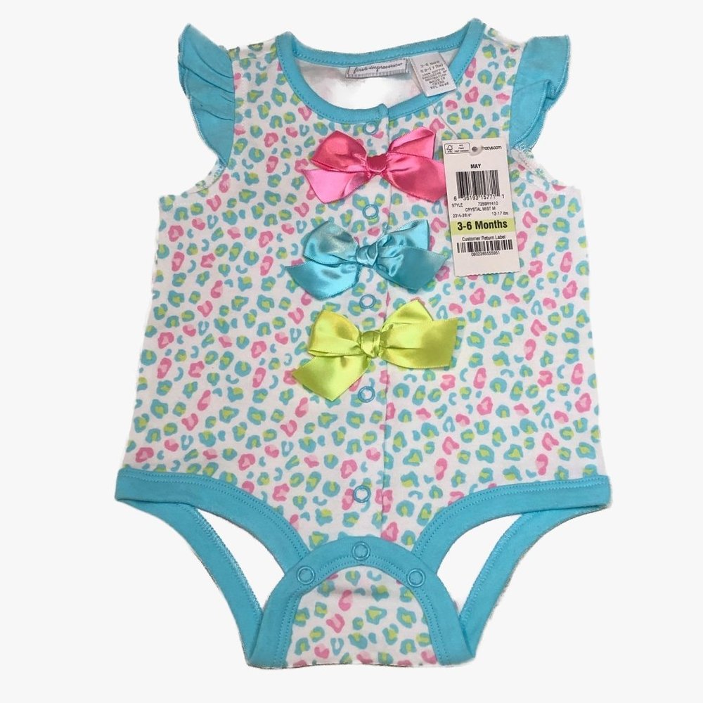 First Impressions Baby Girl One Piece Multi-Color Blue, Pink, Green Sz 3-6 M